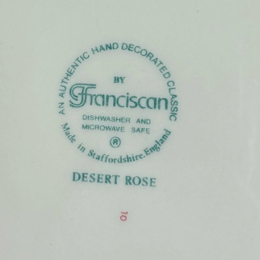 Franciscan Rose Large Dinner Plate 4 Pc Set Made England Hand Painted Cream Pink